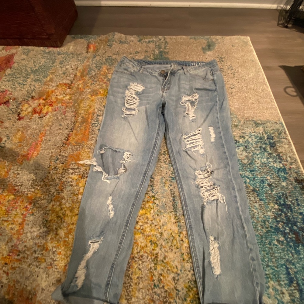 Distressed Blue Jeans